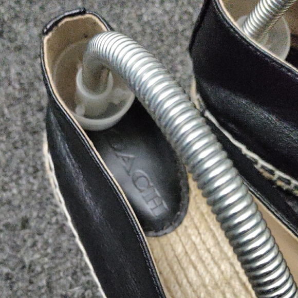 Coach "Carley" Signature Black Leather Espadrille Flats #C6763 - Picture 3 of 12